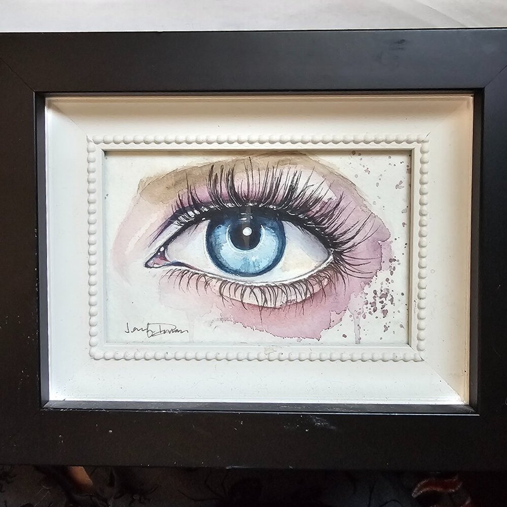 Fine Art - "Eye Study #3 mixed media painting on paper SIGNED BY ARTIST